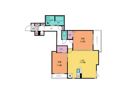 フェリーチェ上三条町(2LDK/3階)の間取り写真