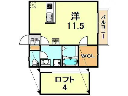 ルミエール(1K/2階)の間取り写真