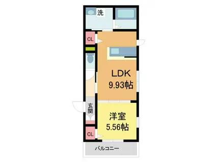 グランディール清華Ⅱ(1LDK/1階)の間取り写真