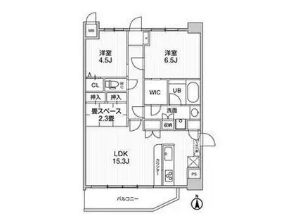 LADOUCEUR西宮(3LDK/3階)の間取り写真