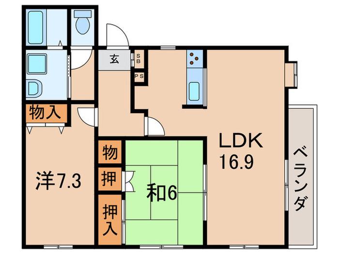神園町メゾン(2LDK/1階)の間取り写真