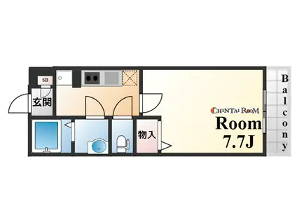 旗塚レジデンス(1K/2階)の間取り写真