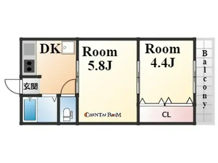 ポルトフィーノ青谷(2K/3階)の間取り写真