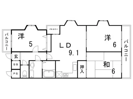グランドプラザ兵庫パートⅡ(3LDK/8階)の間取り写真