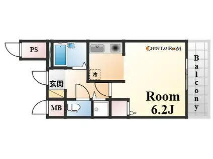 ロイヤルヒル神戸三宮(1K/2階)の間取り写真