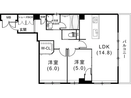 レジデンス岡本(2LDK/1階)の間取り写真