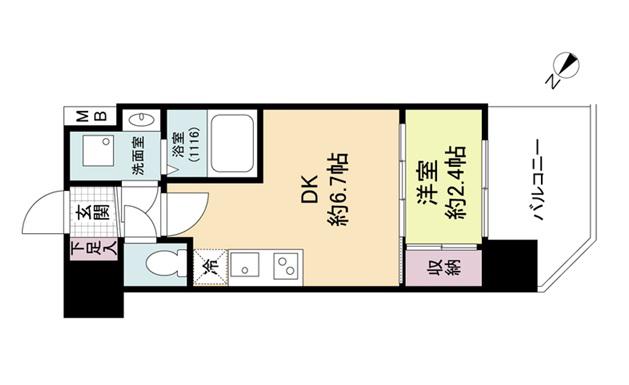 セレニテ元町アリエ(1DK/13階)の間取り写真