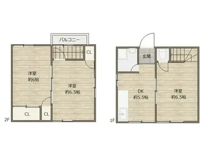 阪神電鉄本線 深江駅(兵庫) 徒歩13分 2階建 築62年(3DK)の間取り写真