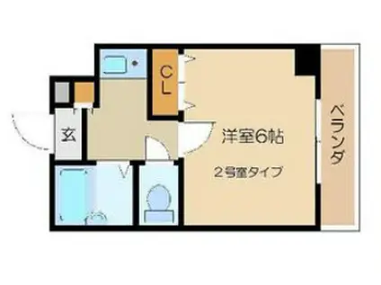 グランテ下山手(1K/6階)の間取り写真