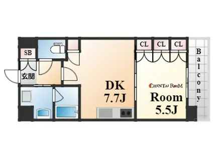 ワコーレ神戸元町I`Z(1DK/2階)の間取り写真