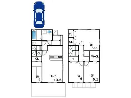 阪神電鉄本線 芦屋駅(阪神) 徒歩9分 2階建 築18年(4LDK)の間取り写真