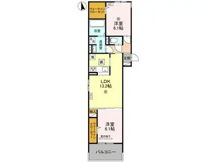 メゾン・ド・プティエル今津(2LDK/2階)の間取り写真