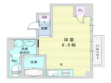 THE CITY 神戸元町Ⅱ(ワンルーム/1階)の間取り写真