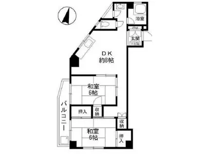布引サイダーハイツ(2DK/2階)の間取り写真