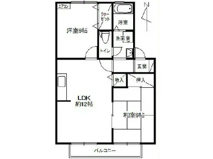 プレステ-ジ芦屋(2LDK/2階)の間取り写真