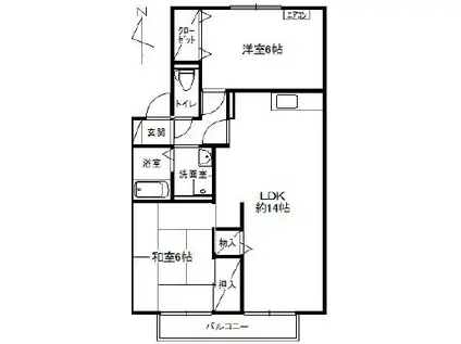 プレステ-ジ芦屋(2LDK/2階)の間取り写真