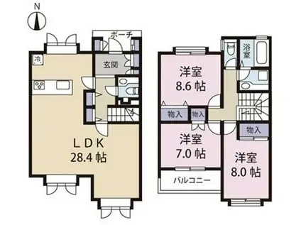 レジデンシャル芦屋(3LDK/1階)の間取り写真