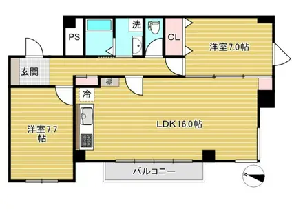 ロイヤルメゾン岡本(2LDK/2階)の間取り写真