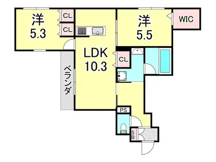 篠原中町2丁目ヘーベルメゾン(2LDK/2階)の間取り写真
