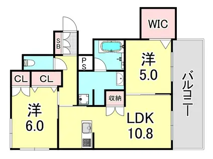 篠原中町2丁目ヘーベルメゾン(2LDK/2階)の間取り写真
