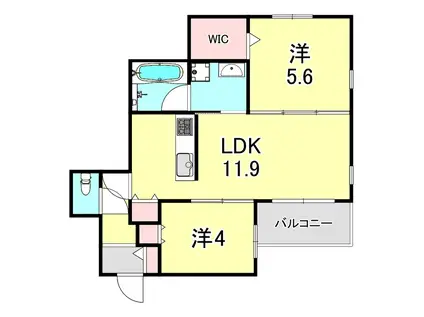 篠原中町2丁目ヘーベルメゾン(2LDK/1階)の間取り写真