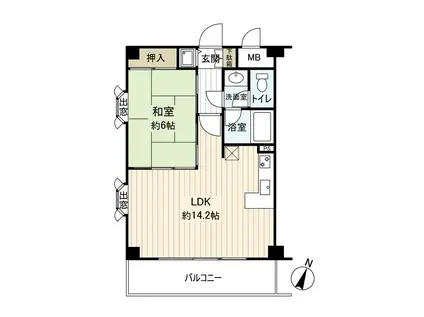 ドミールタケダ・船戸町(1LDK/4階)の間取り写真