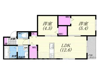HEBEL MAISON 甲子園口北町ノース(2LDK/2階)の間取り写真