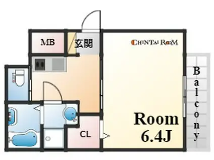 RESIDENCE六甲道(1K/2階)の間取り写真