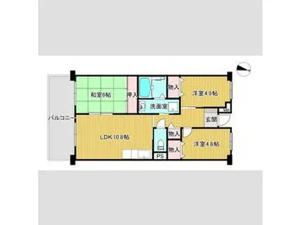 脇の浜高層(3LDK/6階)の間取り写真