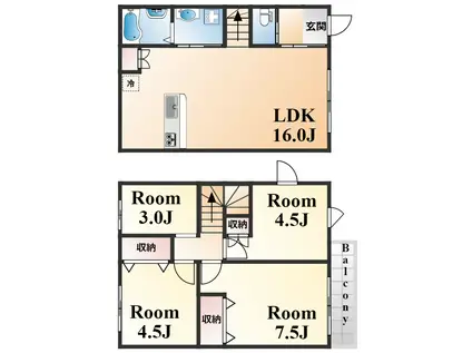 レシア岡本(3LDK/1階)の間取り写真