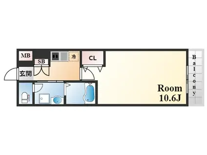 エスライズ新神戸(ワンルーム/2階)の間取り写真