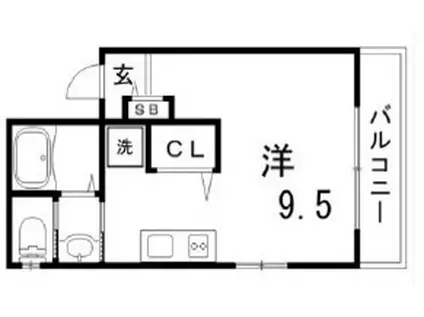 アンフィニ坂口通(ワンルーム/2階)の間取り写真