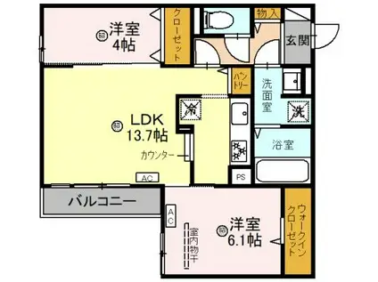 LA MAISON青木町(2LDK/3階)の間取り写真