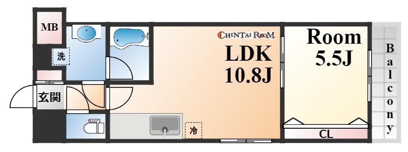 エルイソベ三宮(1LDK/9階)の間取り写真