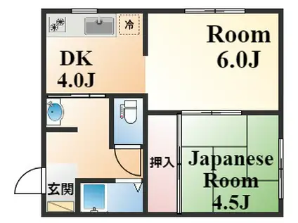 原田マンション大石(2DK/2階)の間取り写真