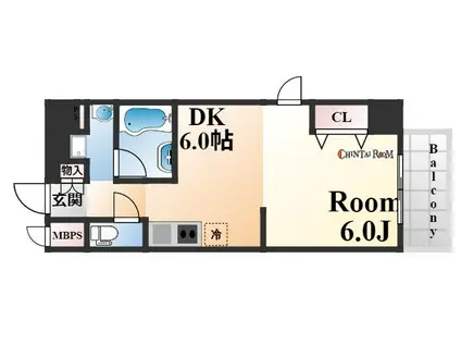 クオリス神戸本山レジデンス(1DK/3階)の間取り写真
