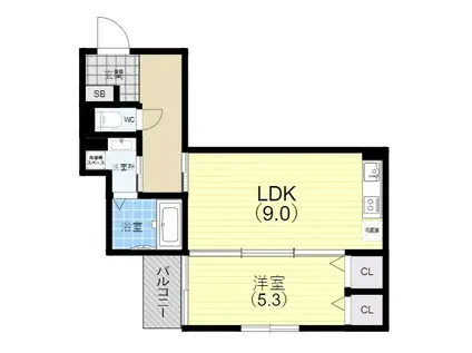 SALENA(1LDK/2階)の間取り写真