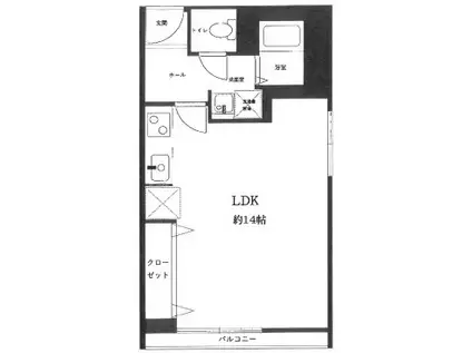 アクシス水道筋(ワンルーム/3階)の間取り写真