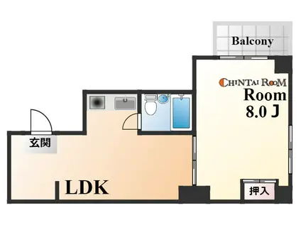 サンパレス21六甲Ⅰ(1DK/3階)の間取り写真