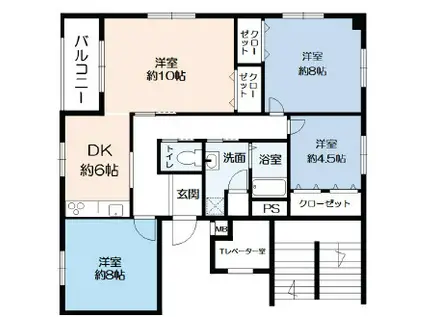 日生住吉コープ(3LDK/6階)の間取り写真