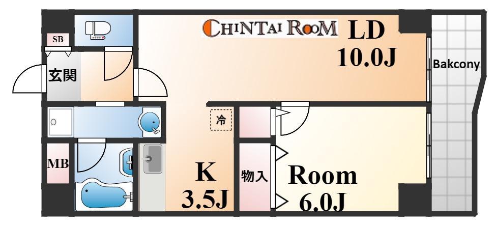 ロイヤル六甲駅前(1LDK/3階)の間取り写真