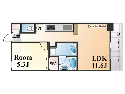 ワコーレ神戸北野 ザ・テラス(1LDK/3階)の間取り写真