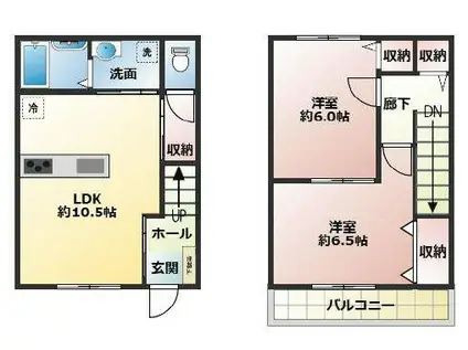 マーベラス西岡本2(2LDK)の間取り写真