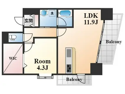 LUMINA(1LDK/4階)の間取り写真
