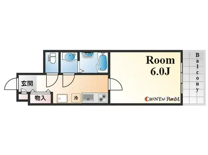 クオーレ三宮弐番館(1K/6階)の間取り写真