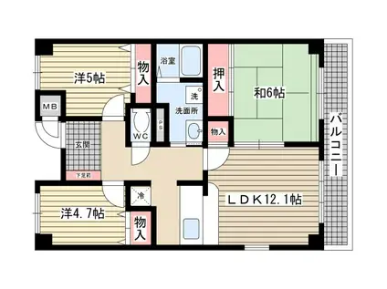 アーバン幸大(3LDK/4階)の間取り写真
