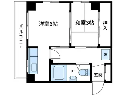 サンハイツ福富(1DK/2階)の間取り写真