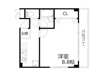 アールハウス(1K/2階)の間取り写真