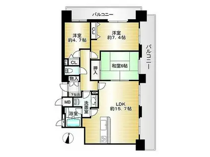 住吉川東パークホームズ(3LDK/9階)の間取り写真