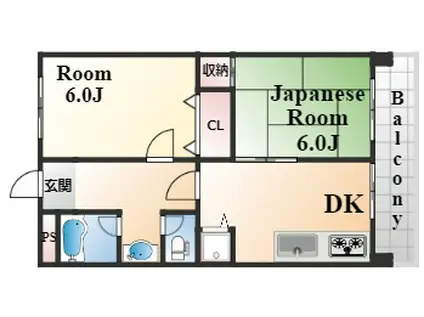 西芦屋グリーンハウス(2DK/5階)の間取り写真